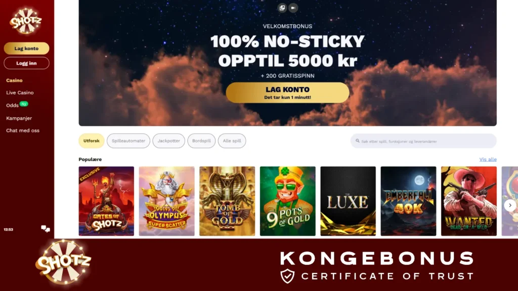 Shotz live casino med Monopoly Live