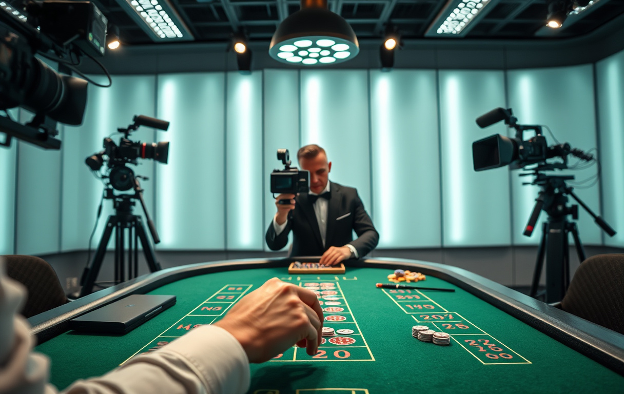 Live casino med ekte dealer og blackjack-bord i studio