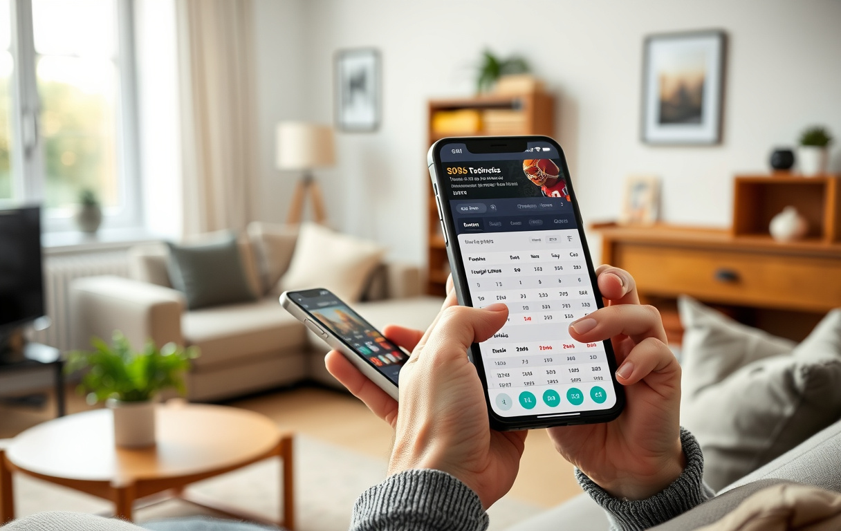 Person som sammenligner oddsbonus på mobil.