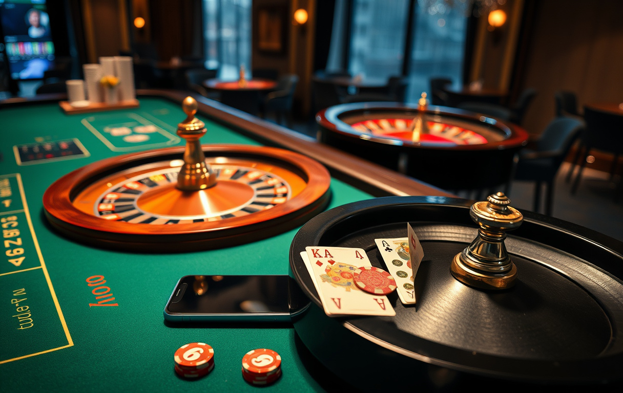 Bordspill på nett med blackjack og roulette.